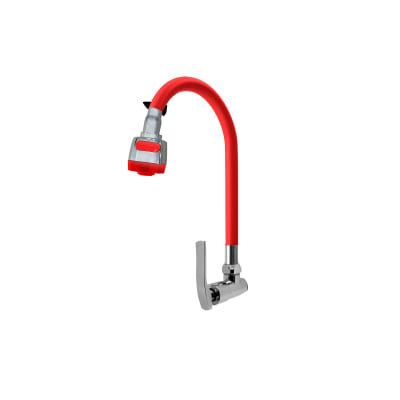 Llave caño de lavadero flexible para pared doble chorro C&A Rojo1