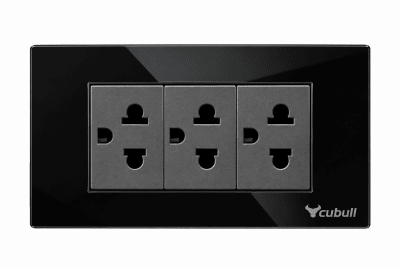 Tomacorriente triple negro espejo Cubull B2-0221