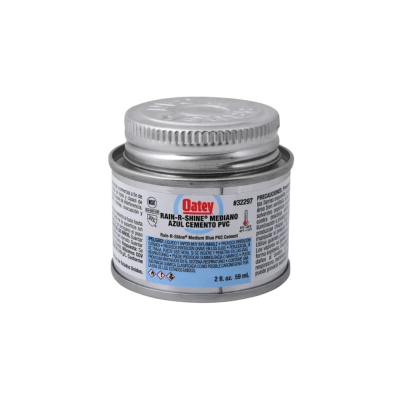 Pegamento rain r -shine 2 oz azul para tuberías de pvc Oatey1