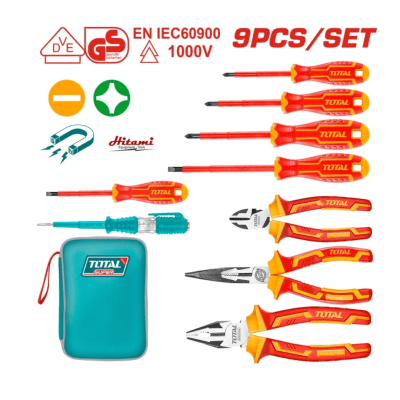 Juego de herramientas manuales 9 pzs aisladas 1000v Total1