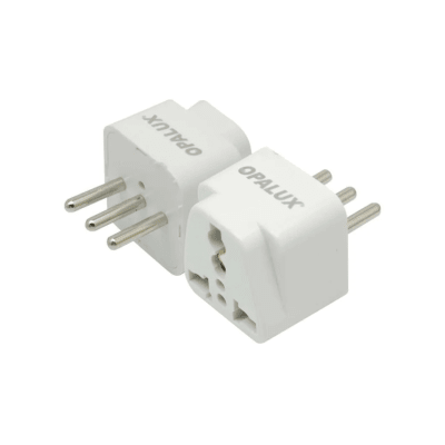 Adaptador Enchufe con Toma Tierra Tipo L Blanco Opalux1