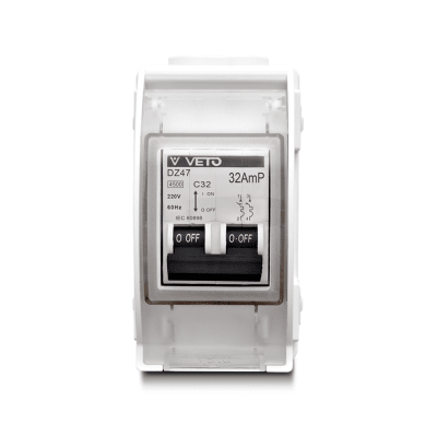 Interruptor Termomagnético 220V / 32A con Caja IP65 para Exteriores Veto1