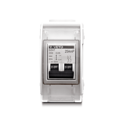 Interruptor Termomagnético 220V / 25A con Caja IP65 para Exteriores Veto1