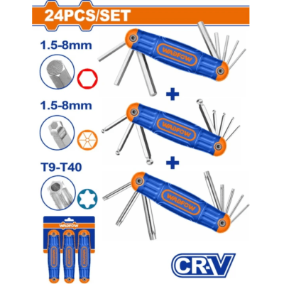 Juego de llaveros torx, hex y bola 3 pcs Wadfow1