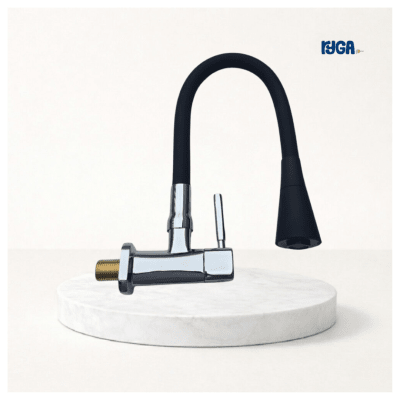 Llave caño corrugado para cocina negro Ryga1