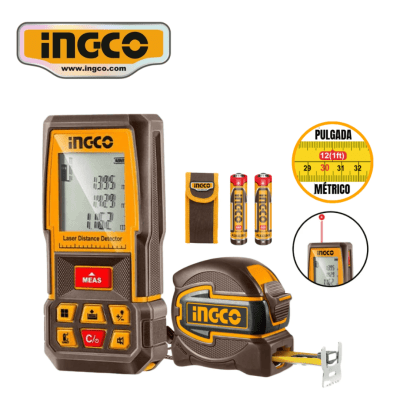 Kit medidor de distancia laser 70m + wincha 5m x 32mm Ingco1