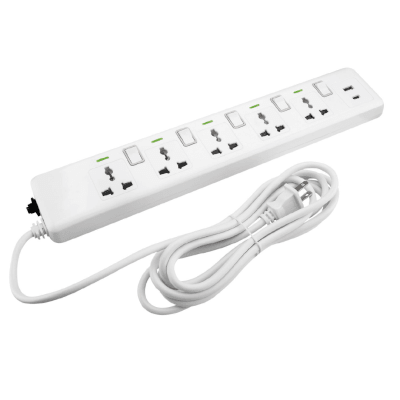 Supresor de picos 5 tomas ind c/usb y usb-c blanco 5m 16awg Home Light1