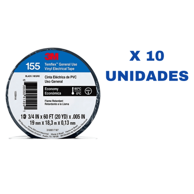 CINTA AISLANTE TEMFLEX 155 C/NEGRO 3/4 X 18M 3M2