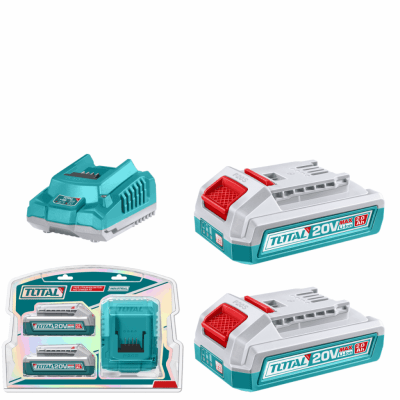 Combo 2 baterías 20v 2ah + cargador Industial Total1