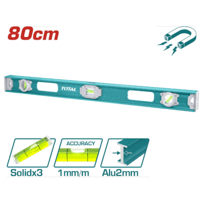Nivel burbuja de aluminio magnetico 80cm Total1