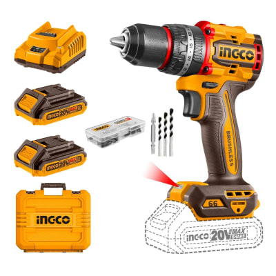 Taladro percutor 66nm industrial + 2 baterías 2ah Ingco CIDLI206683