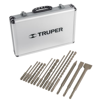 Juego de 15 brocas y cinceles SDS plus en estuche Truper1