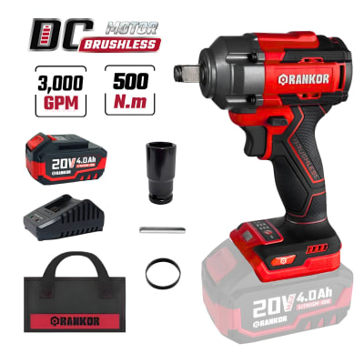 Llave de Impacto 500nm + Bateria y Cargador 20v Rankor5