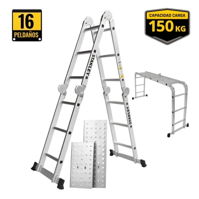 Escalera multiposicion 16 peldaños Stanley1