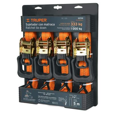 Juego de 4 sujetadores con ratchet carga máxima 1000 kg Truper4