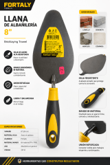 badilejo de albañil de 8 mango de goma Fortaly Tools