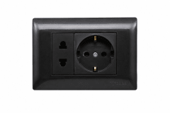 Tomacorriente simple + toma schuco negro Cubull L2-043