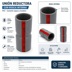 Unión 1/2 pvc con rosca - agua fria