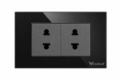 Tomacorriente doble negro espejo Cubull B2-014