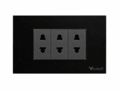Tomacorriente triple negro espejo Cubull B2-015