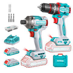 Combo taladro percutor 66nm + atornillador de impacto 285nm Total TCKLI20277