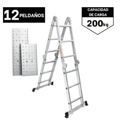 Escalera multiposición 12 peldaños soporta 200Kg Truper