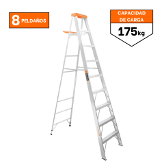 Escalera Tipo Tijera 8 Peldaños Soporta 175 Kg Truper
