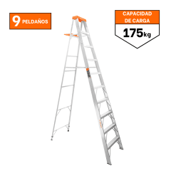 Escalera Tipo Tijera 9 Peldaños Soporta 175 Kg Truper