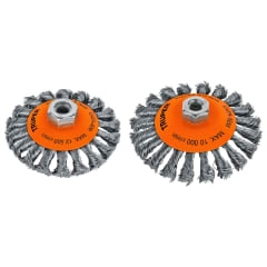 Escobilla tipo plato 4'' alambre trenzado. eje m14. truper