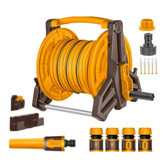 Juego de Carrete y Manguera 20m + Accesorios Ingco