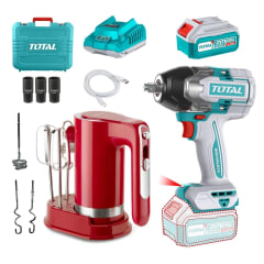 Llave de impacto 850nm + bateria 4ah + cargador Total + batidora