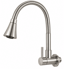 Llave de lavadero a pared con caño flexible amalfi niquelado Valmax