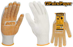 Guantes tejido con puntos PVC INGCO