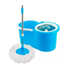 Balde Centrifugo Escurridor + 2 Mopas Trapeador Lampazo Color: Celeste