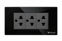 Tomacorriente triple negro espejo Cubull B2-022