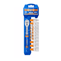 Juego de dados de 1/4 + palanca ratchet 12 piezas Wadfow