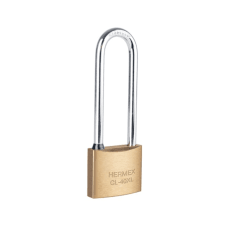 Candado de latón 40 mm arco extra largo, en blíster, Hermex