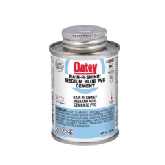 Pegamento rain r -shine 4 oz azul para tuberías de pvc Oatey