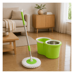 Balde Centrifugo Escurridor + 2 Mopas Trapeador Lampazo