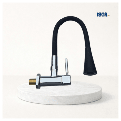 Llave caño corrugado para cocina negro Ryga