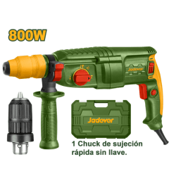 Rotomartillo 26mm 800w 0-1100rpm 2.5j + keyless chuck + maletin Jadever
