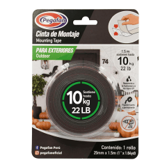 Cinta montaje ext 25mm x 1.5m soporta 10kg Pegafan