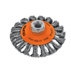 Escobilla carda tipo conico 4'' alambre trenzado