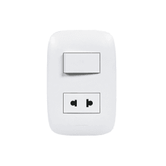 Interruptor + tomacorriente simple blanco Bticino
