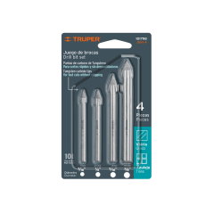 Juego de 4 brocas para vidrio y mayolica Truper