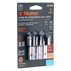 Juego de 3 avellanadores para metal truper