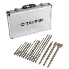 Juego de 15 brocas y cinceles SDS plus en estuche Truper