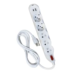 Supresor de pico 3 tomas universales + 2 Schuko + USB Opalux