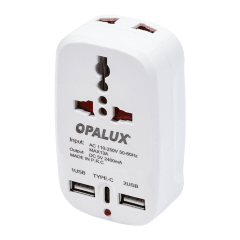 Adaptador multiple 2 entradas Tipo A + 1 Tipo C Opalux