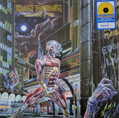 IRON MAIDEN VINILO SOMEWHERE IN TIME (WALMART) yellow vinyl and 3d future past tour